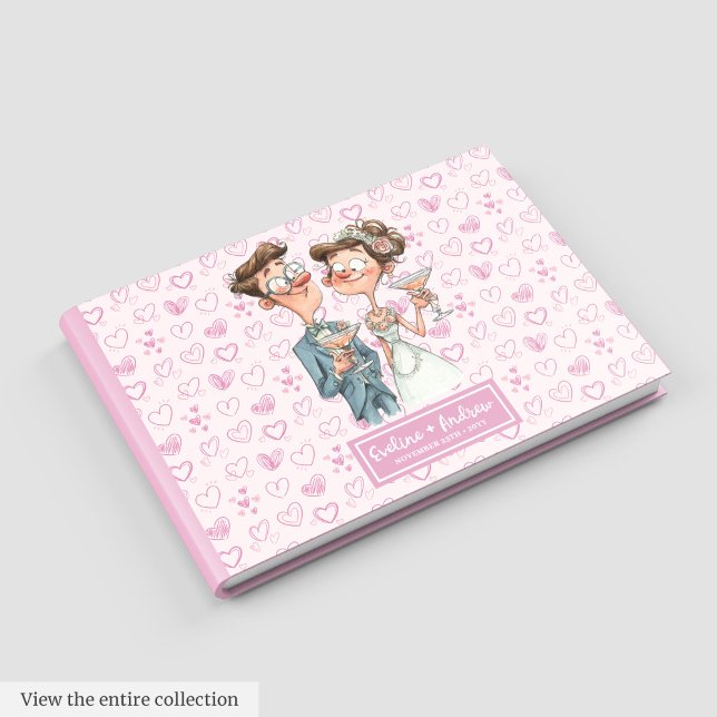 Visitas Elegante Personalizado Pareja Boda Libro de invita (Elegant Cartoon Couple Wedding Guest book)