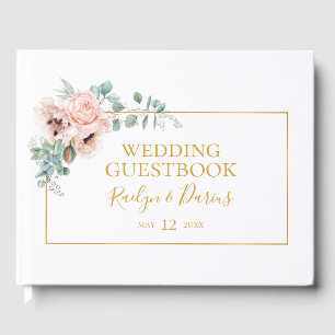 Visitas Elegante Rubor Floral   Libro de Bodas