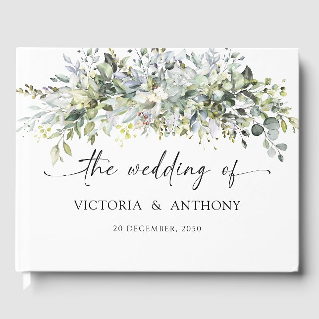 Visitas Eucalyptus Floral Boda Ceremonia Libro de invitado (Anverso)