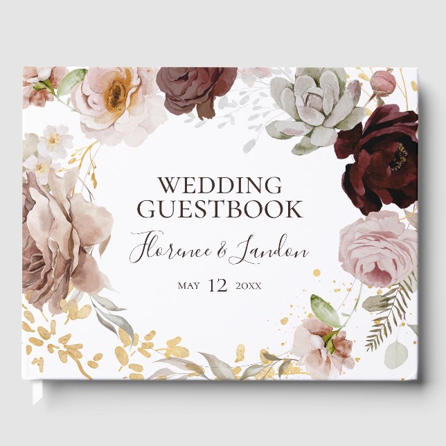 Visitas Floral Rubor moderna | Libro de Bodas (Anverso)