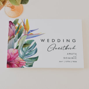 Visitas Floral tropical colorida   Libro de Bodas