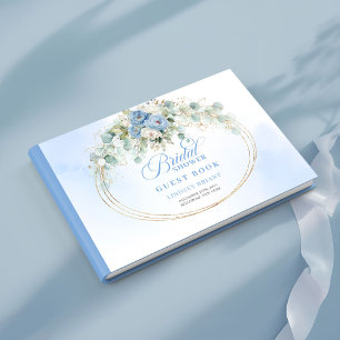 Visitas Flores Azules Elegantes y Libro de Firmas para Fie