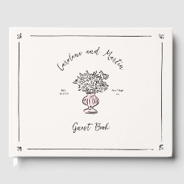 Visitas Flores caprichosas, libro de bodas dibujado a mano