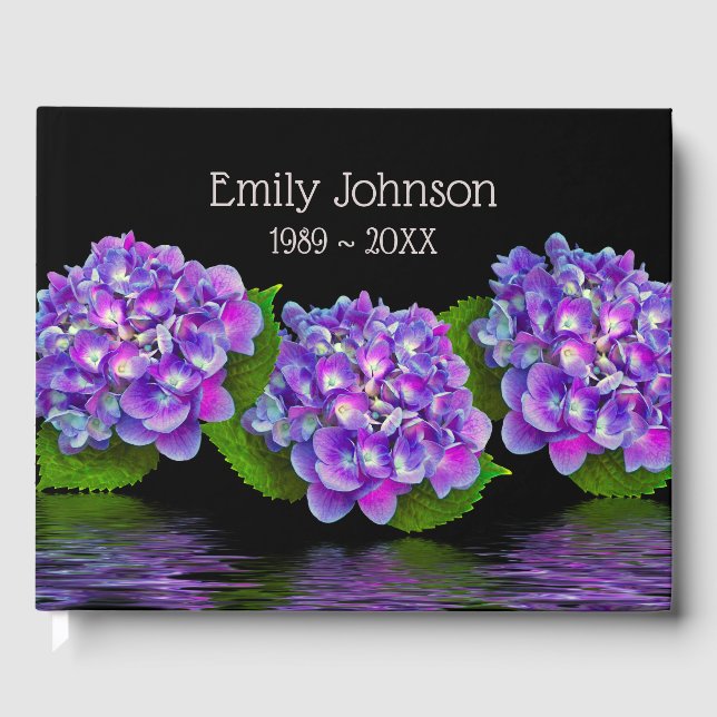 Visitas Flores de Hortensia en Libro de Memorial Negro (Anverso)