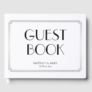 Visitas Gran libro de Bodas Gatsby Art Deco Silver