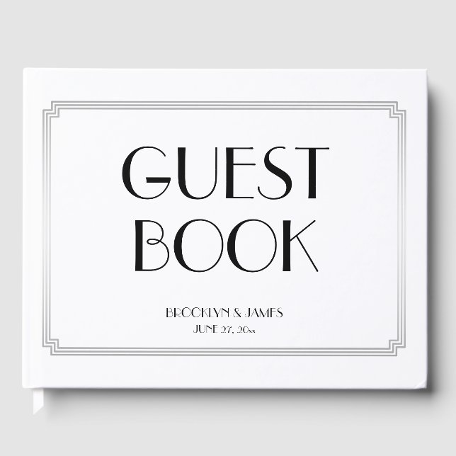 Visitas Gran libro de Bodas Gatsby Art Deco Silver (Anverso)