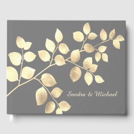 Visitas Gris romántico dorado deja libro de bodas