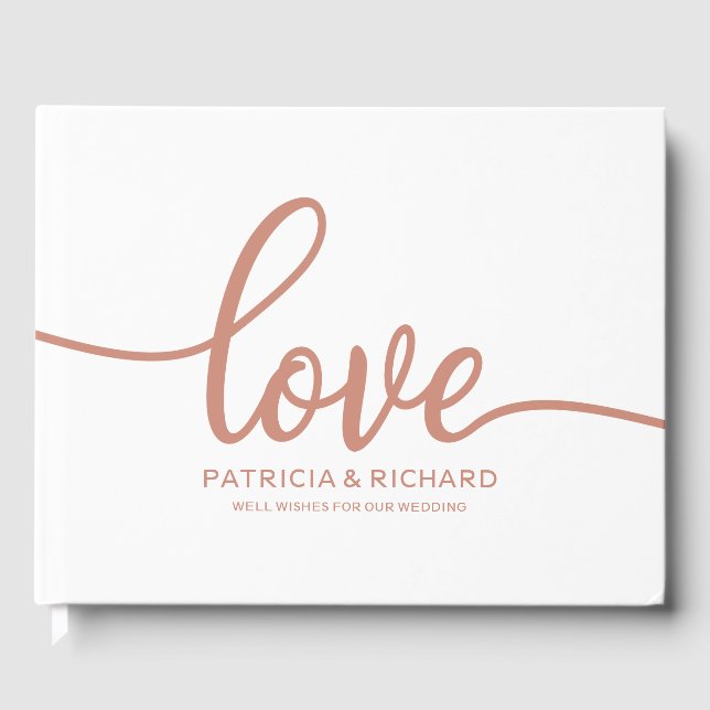 Visitas Guión de Moda de oro Rosa del libro de bodas (Anverso)