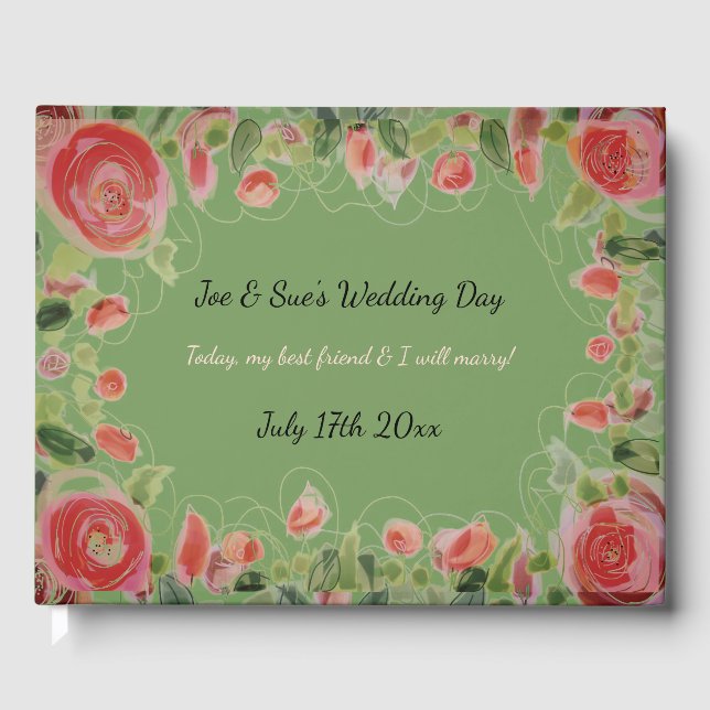 Visitas Hermoso libro de Bodas con flores (Anverso)