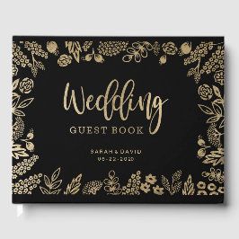 Visitas Hermoso libro de Bodas de Relieve metalizado dorad