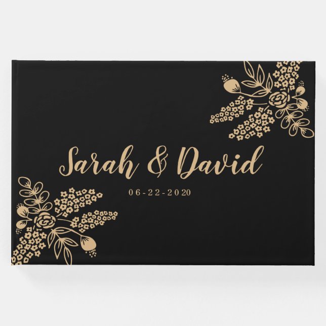 Visitas Hermoso libro de Bodas de Relieve metalizado dorad (Anverso)