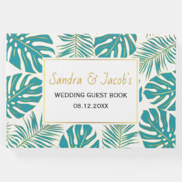 Visitas Hojas tropicales modernas y doradas libro de bodas