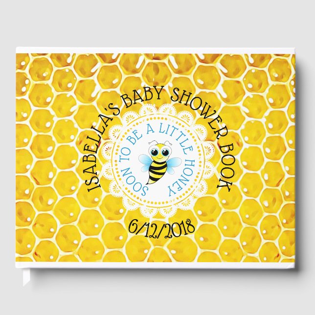 Visitas Libro de Baby Shower Personalizado Honeybee Bumble (Anverso)