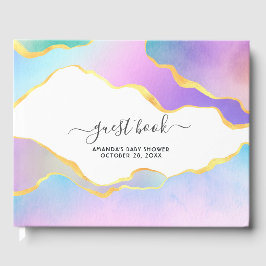 Visitas Libro de Baby Shower Rainbow Agate Stone