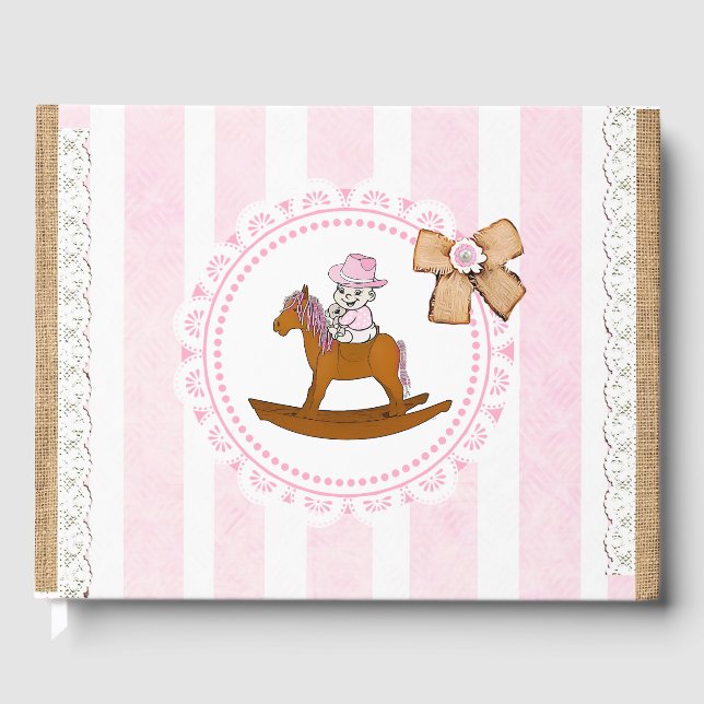 Visitas Libro de Baby Shower Rustic Little Cowgirl Girl (Anverso)