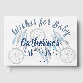 Visitas Libro de Baby Shower Sweet Blue Boho Dreamcatcher