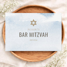 Visitas Libro de Bar Mitzvah acuarela azul polvoriento