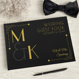 Visitas Libro de Boda Art Deco Black Gold Speakeasy