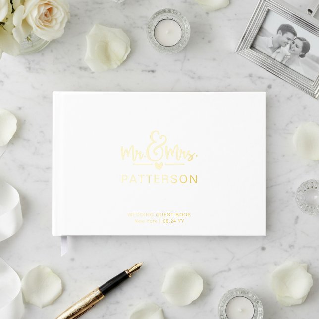 Visitas Libro de Boda Blanco Personalizado con Nombre de S (Subido por el creador)