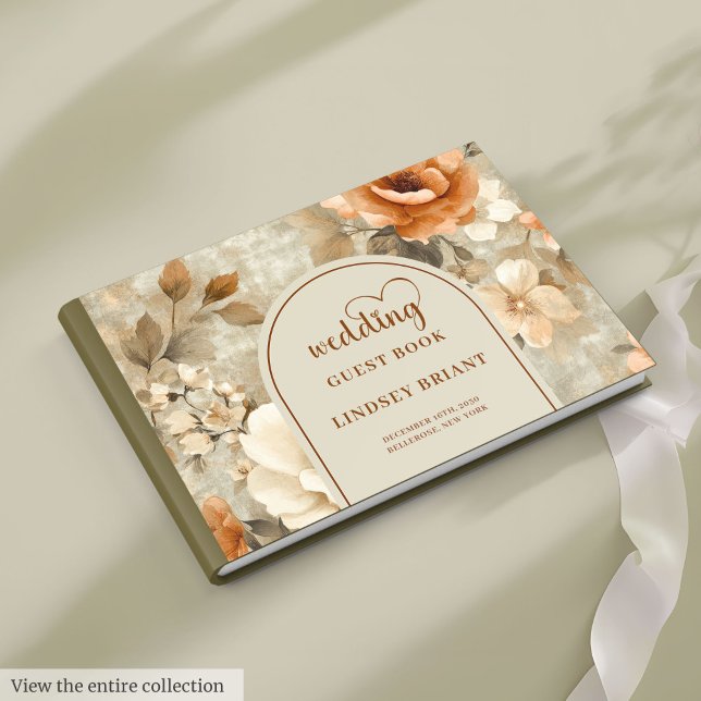 Visitas Libro de Boda Boho Terracota Beige Olivo Caprichos (Whimsical Boho Terracotta Beige Olive Wedding Guest Book)