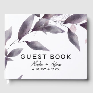 Visitas Libro de boda con hojas de color morado
