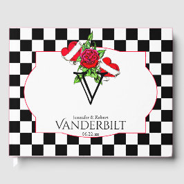 Visitas Libro de Boda de Rockabilly Hearts Rosa