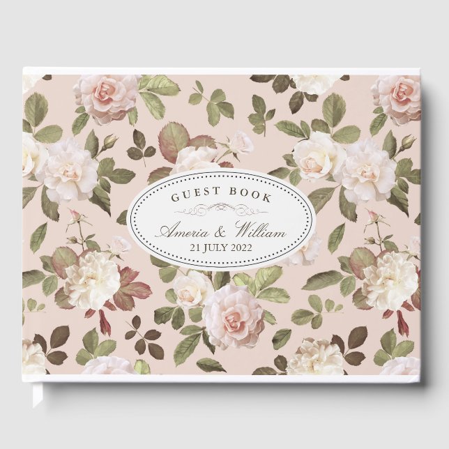 Visitas Libro de Boda de Rosas franceses de época (Anverso)