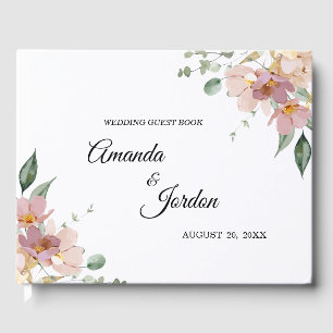 Visitas Libro de Boda Floral Rosa y Mauve