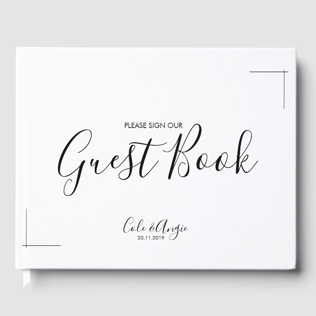 Visitas Libro de Boda minimalista con fronteras cruzadas (Anverso)