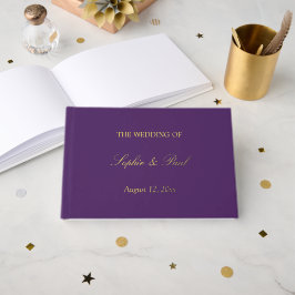 Visitas Libro de Boda Oscuro Purple Gold Real Relieve meta
