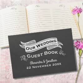 Visitas Libro de Boda Slate Gray Chalk Style