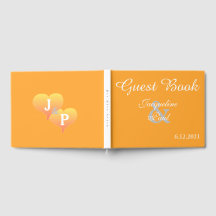 Libro de Bodas Corazones Puestas de Sol Naranja Bl