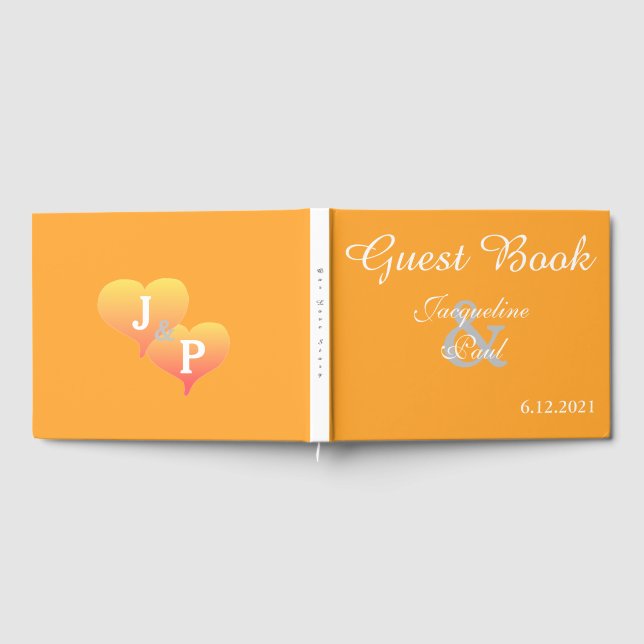 Visitas Libro de Bodas Corazones Puestas de Sol Naranja Bl (Lleno)