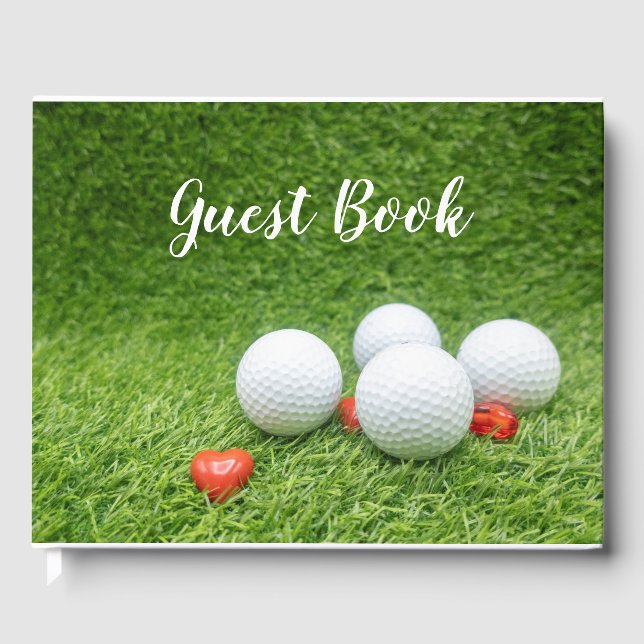 Visitas Libro de bodas de golf con bolas y corazones (Anverso)