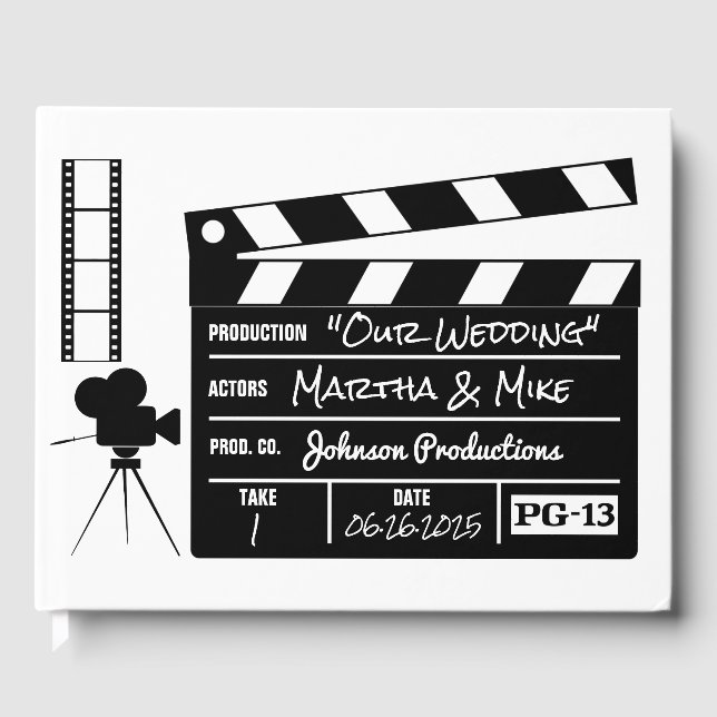 Visitas Libro de Bodas de Hollywood Movie Clapboard (Anverso)