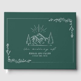 Visitas Libro de Bodas de Mountain Forest Emerald Rustic