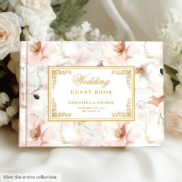 Visitas Libro de bodas de oro rosa pastel delicado y moder