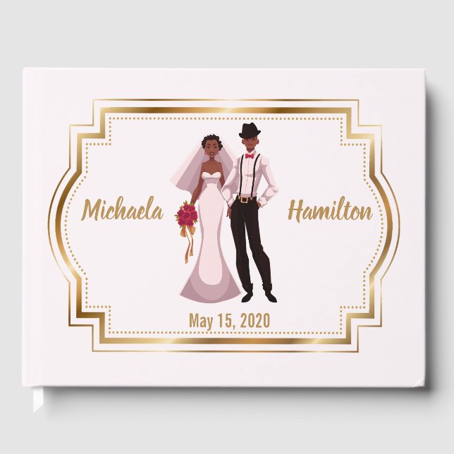 Visitas libro de bodas de pareja afroamericana (Anverso)