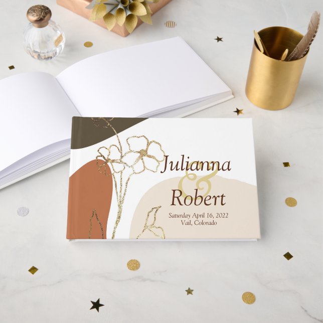 Visitas Libro de bodas florales moderno (Anverso Abierto)