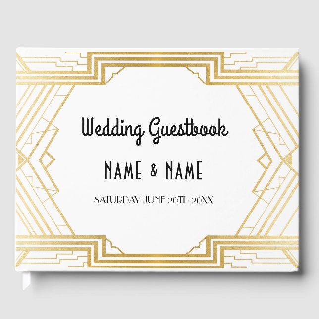 Visitas Libro de bodas Gatsby Art Deco's Gold de 1920 (Anverso)