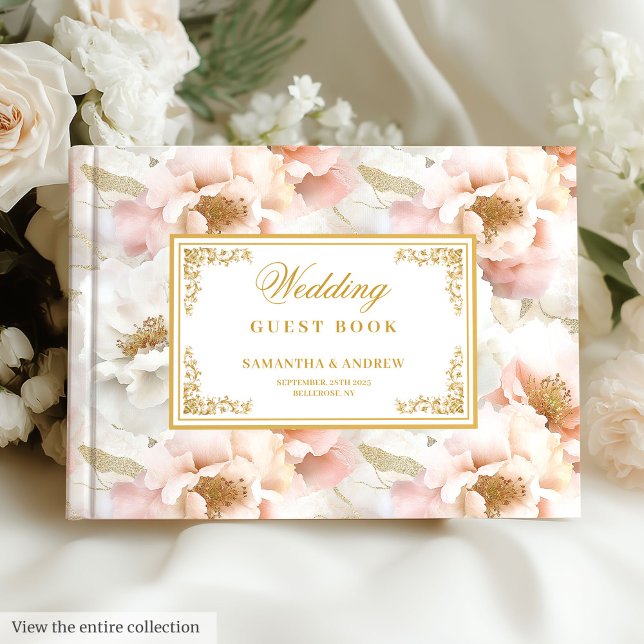 Visitas libro de bodas minimalista etéreo rosa pastel (Minimalist ethereal pastel pink wedding guest book)