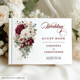 Visitas Libro de bodas para rosas de oro blanco Boho marsa