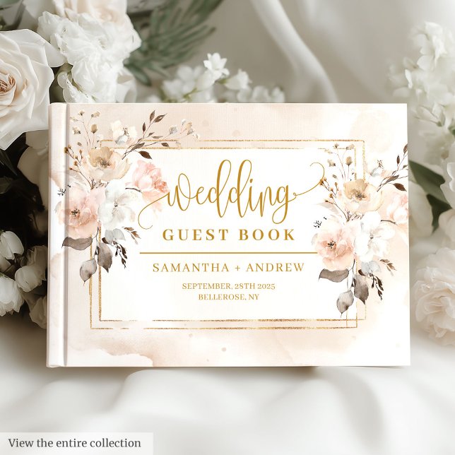 Visitas Libro de Bodas Pastel and Gold Otumn Florals (Pastel and Gold Autumn Florals Wedding Guest Book

)