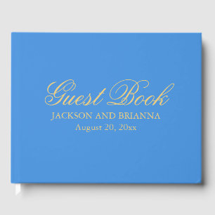 Visitas Libro de Bodas personalizado de verano azul y oro