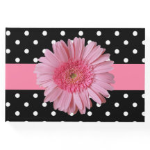 Libro de Bodas Polka Dot and Pink Gerber Daisy
