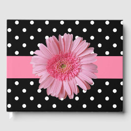 Visitas Libro de Bodas Polka Dot and Pink Gerber Daisy