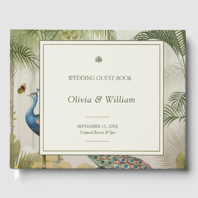 Visitas Libro de Bodas Tropical Peacock Palm (Anverso)