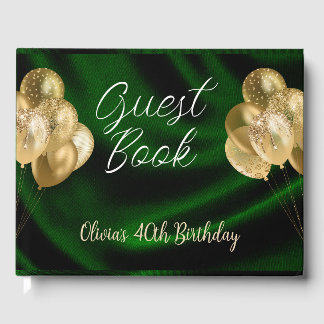 Visitas Libro de cumpleaños de Satin Green Quinceanera