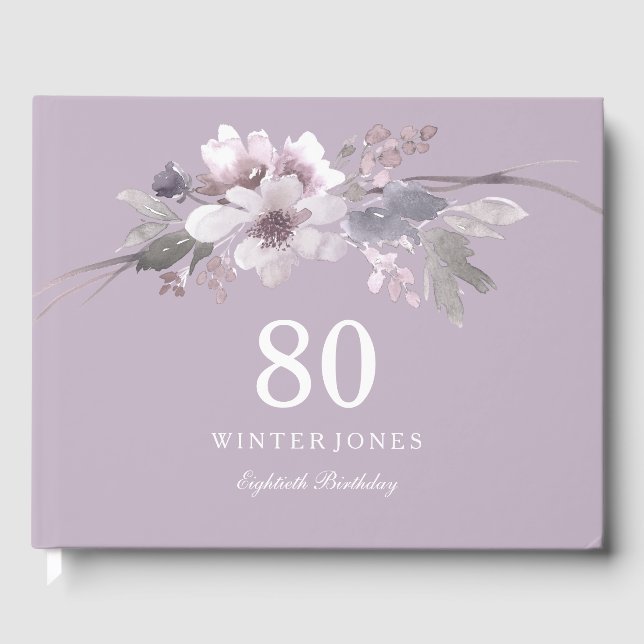 Visitas Libro de Fiestas de cumpleaños 80 de la Flor Púrpu (Anverso)
