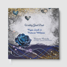 Libro de Firmas Boda Navy Plata Dorado